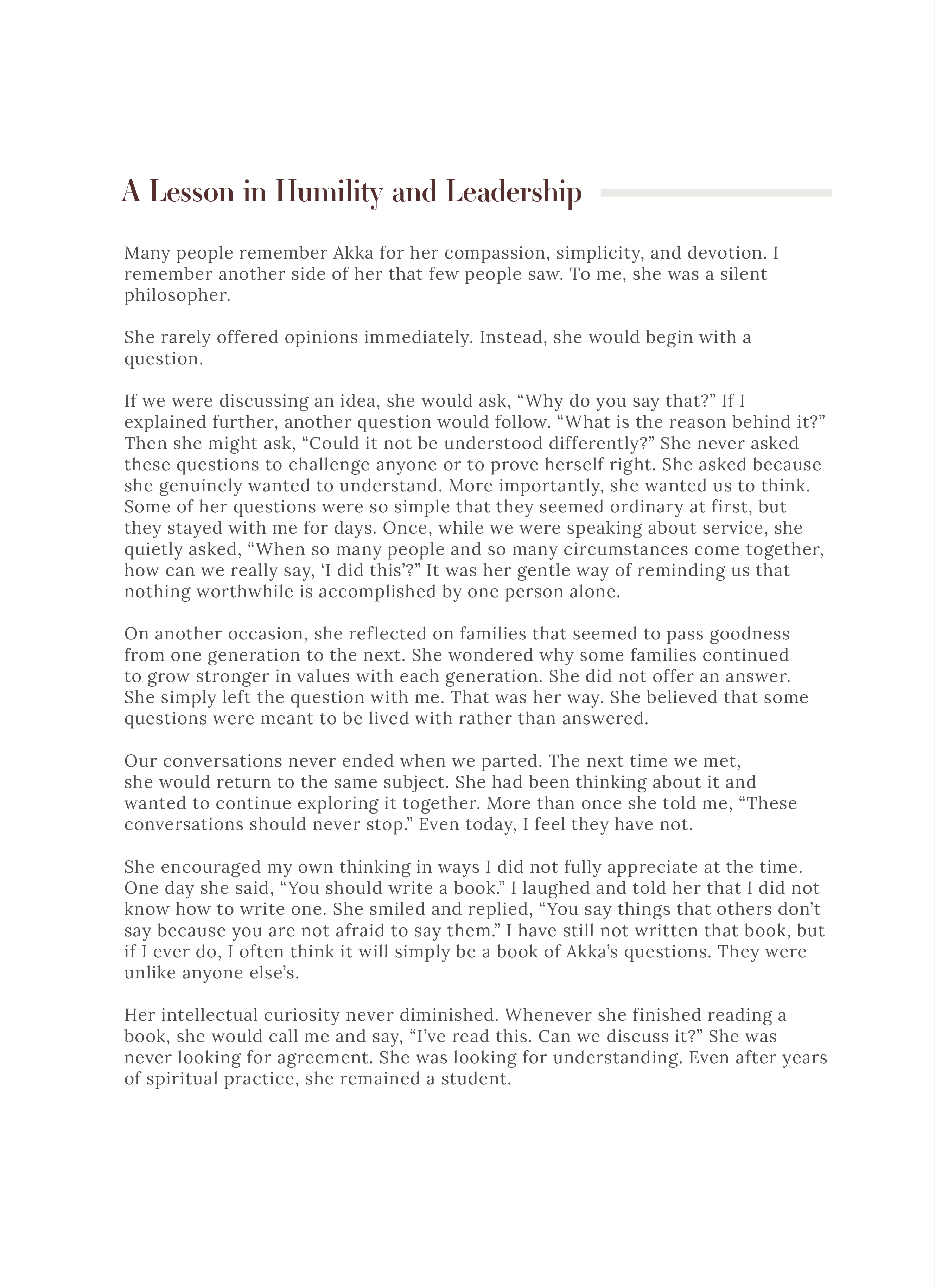 A Lesson in Humility and Leadership by Aravind Venketachalam, page 1